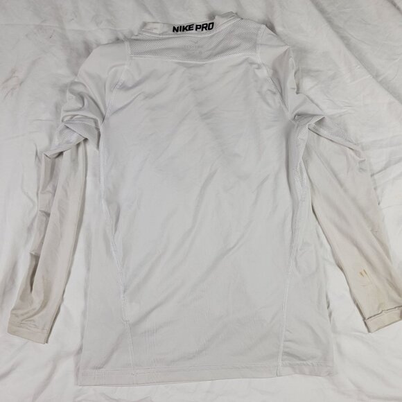 Nike Pro Dri Fit Long Sleeve Compression Shirt Medium White Athletic Gym Workout - Picture 2 of 8